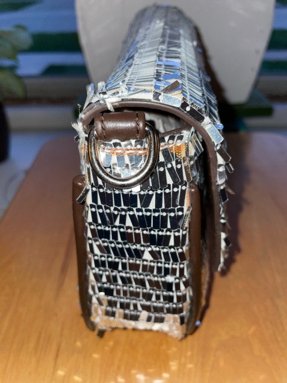 Silver Sequin Evening Clutch - Women's Bag - Picture 6 of 8